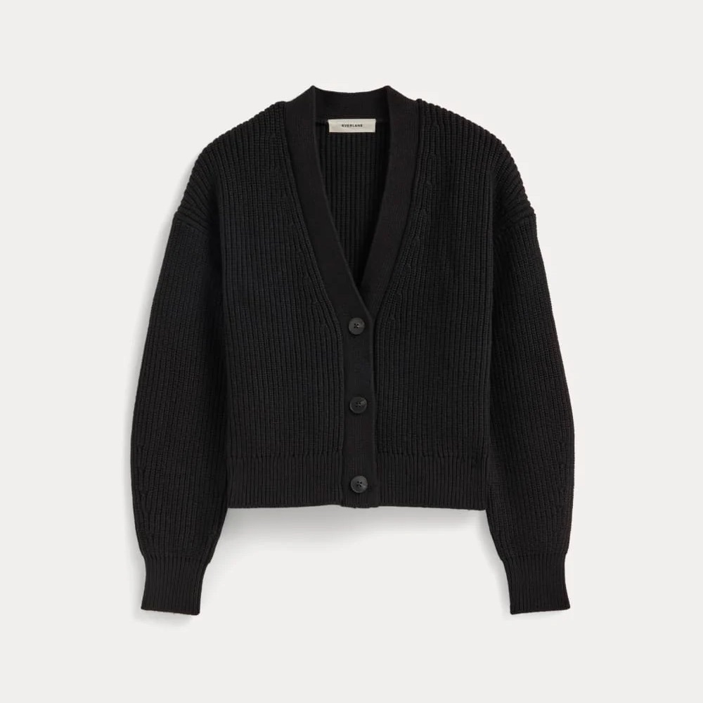 Everlane Cotton Cardigan - Black, L